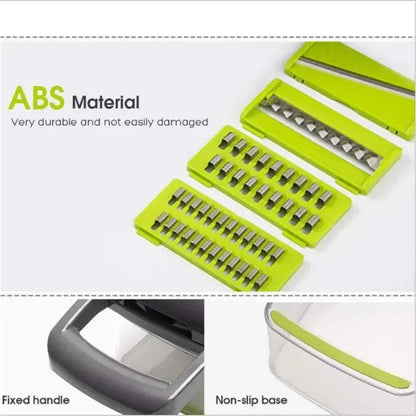 Green and black vegetable slicer cutter grater with basket kitchen