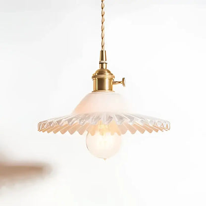 Green and clear glass pendant light dining room copper base