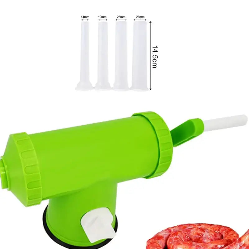 Green and white 2lbs plastic sausage maker with funnel tubes kitchen tool