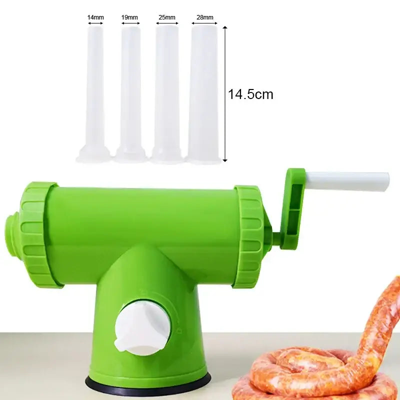 Green and white 2lbs plastic sausage maker with funnel tubes kitchen tool