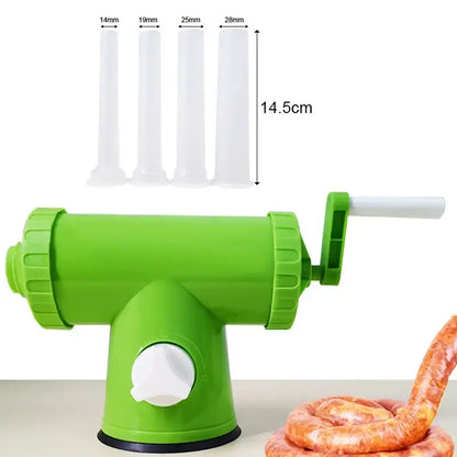 Green and white 2lbs plastic sausage maker with funnel tubes kitchen tool