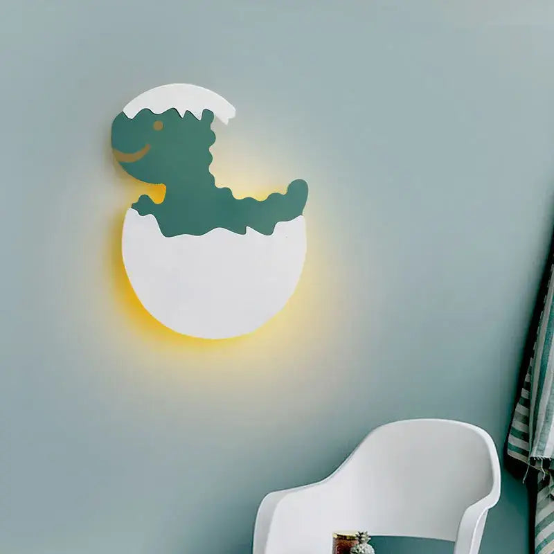 Green and white dino egg led wall lamp bedroom night light