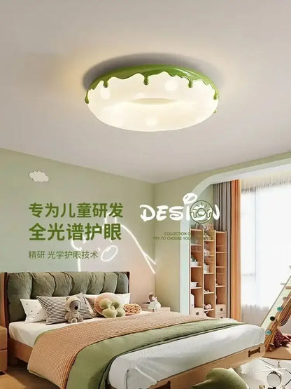 Green and white doughnut ceiling light bedroom eye protection led