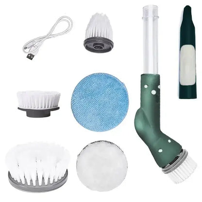 Green and white electric spin cleaner – kitchen floor scrub brush