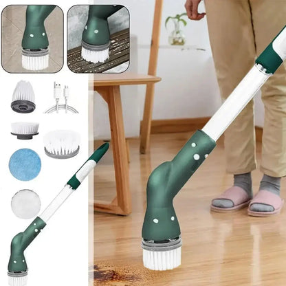 Green and white electric spin cleaner – kitchen floor scrub brush