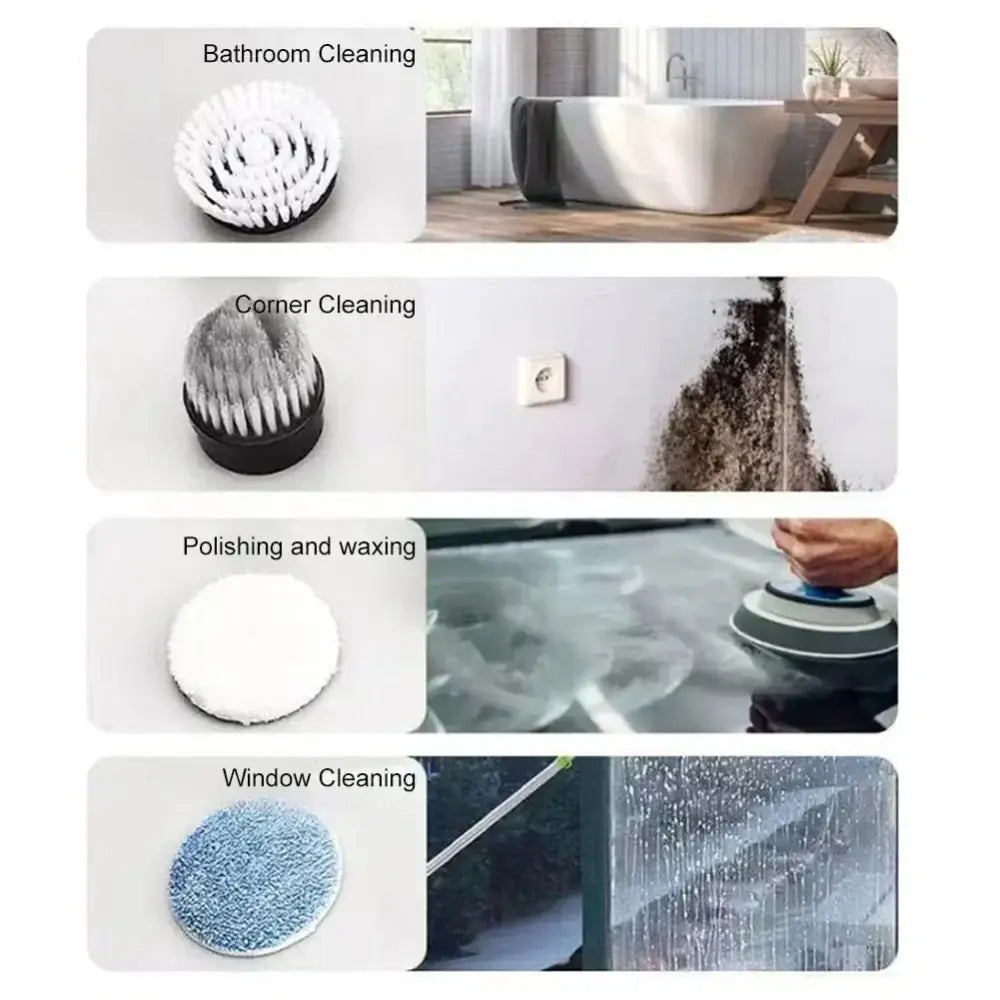 Green and white electric spin cleaner – kitchen floor scrub brush