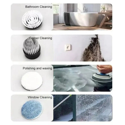 Green and white electric spin cleaner – kitchen floor scrub brush