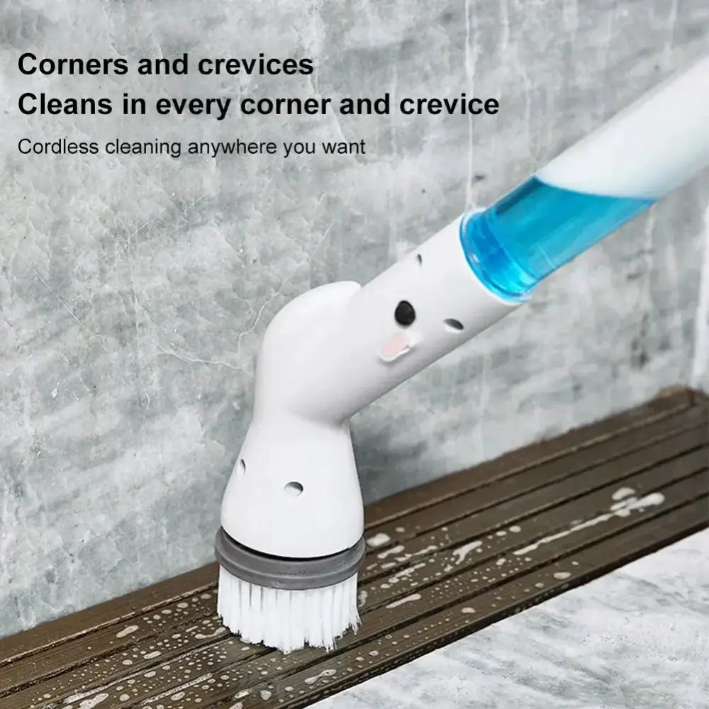 Green and white electric spin cleaner – kitchen floor scrub brush