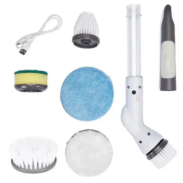 Green and white electric spin cleaner – kitchen floor scrub brush