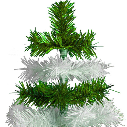 Green & White Layered Tinsel Christmas Tree
