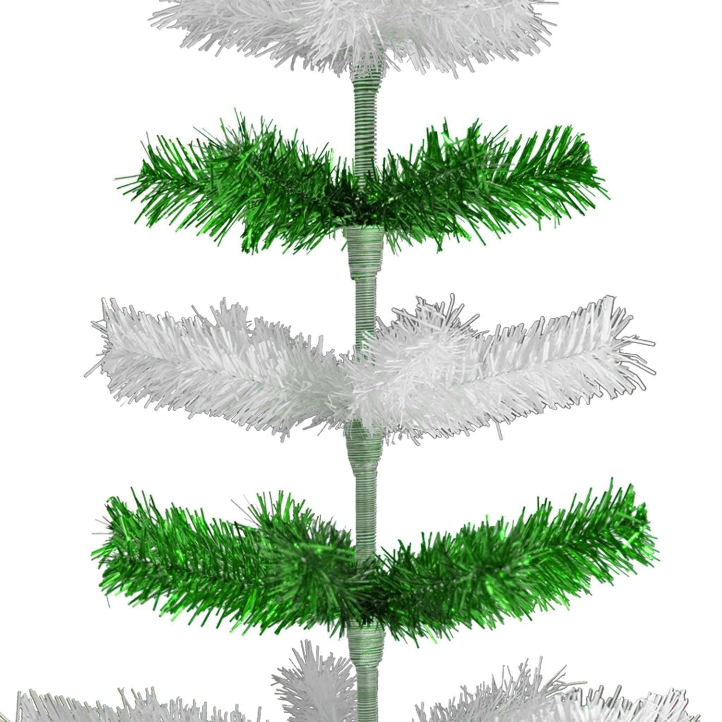 Green & White Layered Tinsel Christmas Tree