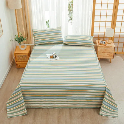Green and white panda cartoon printed cotton bedspread bedroom decor