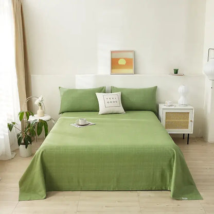 Green and white panda cartoon printed cotton bedspread bedroom decor