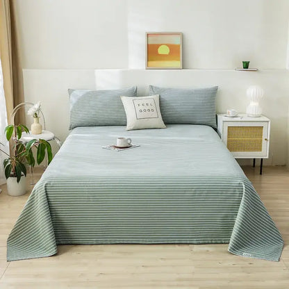 Green and white panda cartoon printed cotton bedspread bedroom decor