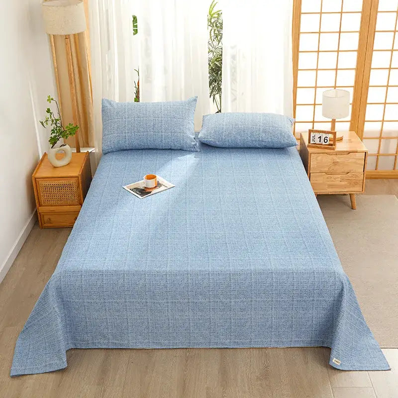 Green and white panda cartoon printed cotton bedspread bedroom decor