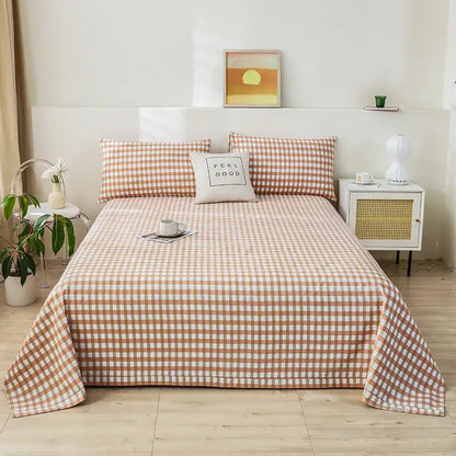 Green and white panda cartoon printed cotton bedspread bedroom decor
