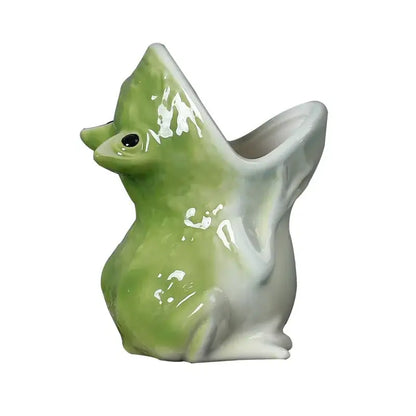 Green and yellow ceramic cute frog succulent flower pot garden decor