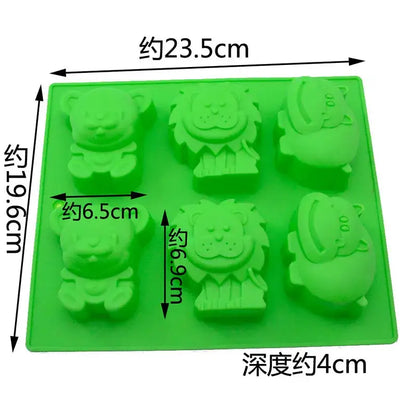 Green animal silicone mold kitchen lion hippo baking tray