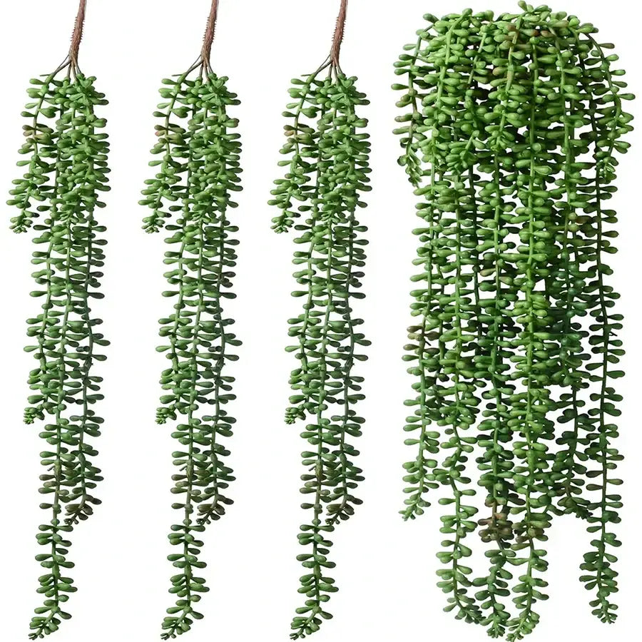 Green artificial fern vine hanging plant – living room decor