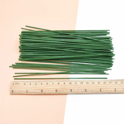Green artificial flowers iron wire roses stems for wedding decor