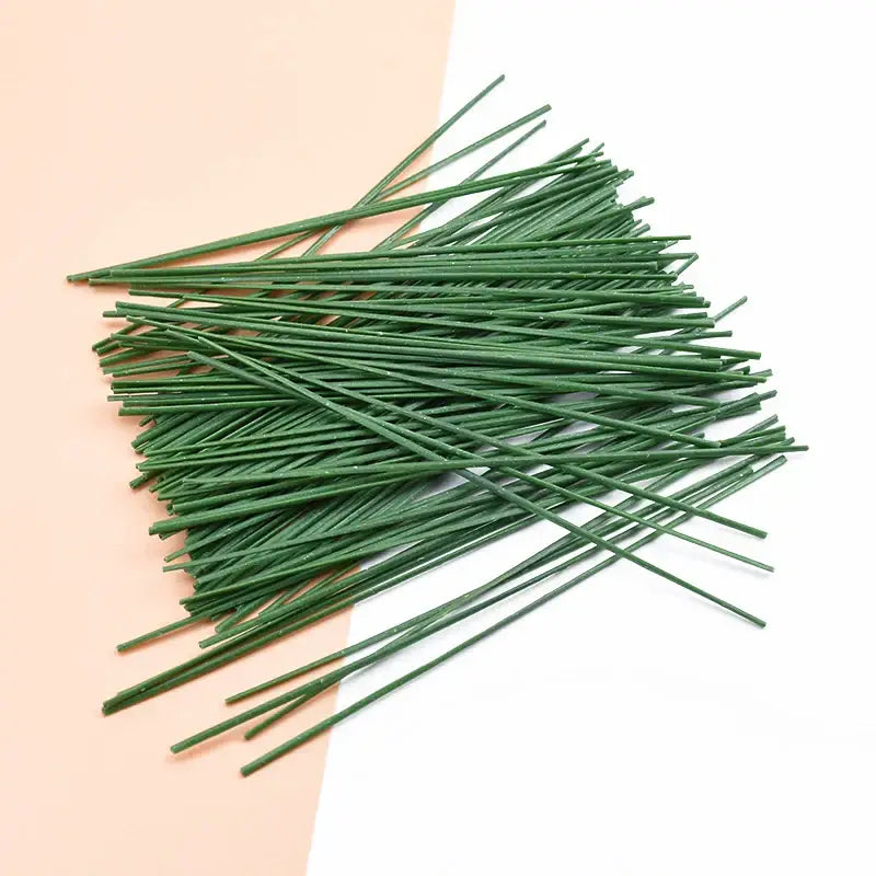 Green artificial flowers iron wire roses stems for wedding decor
