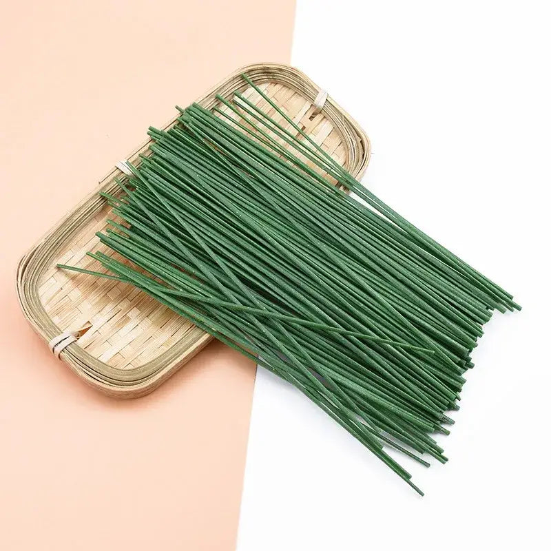Green artificial flowers iron wire roses stems for wedding decor