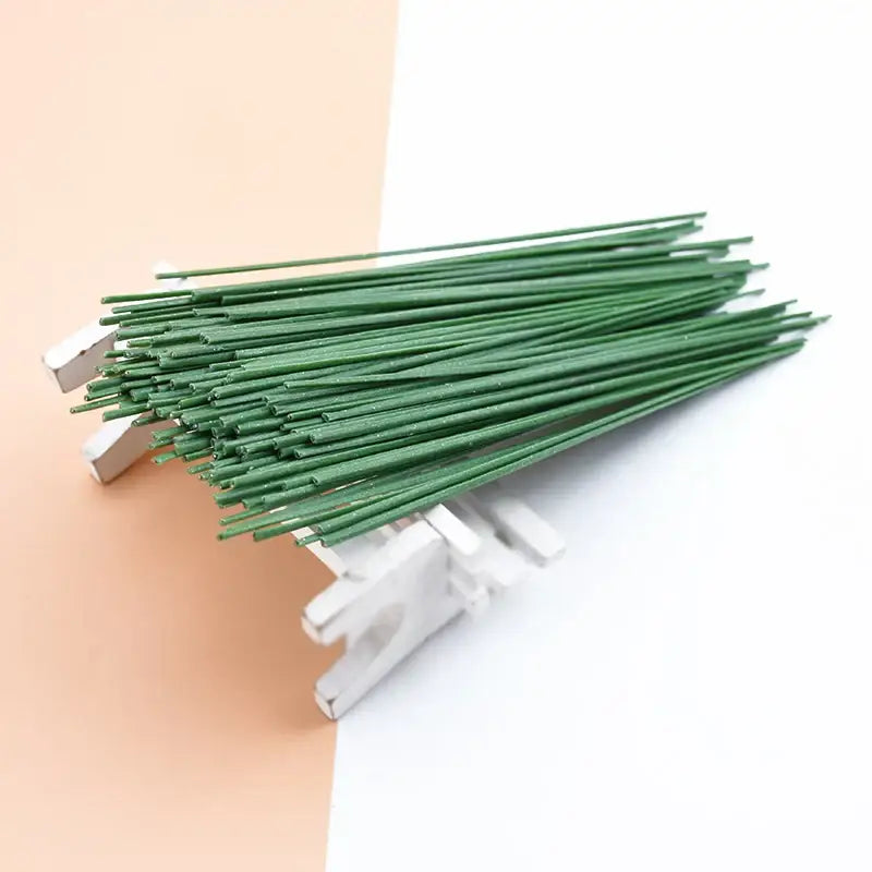 Green artificial flowers iron wire roses stems for wedding decor