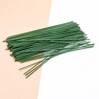 Green artificial flowers iron wire roses stems for wedding decor