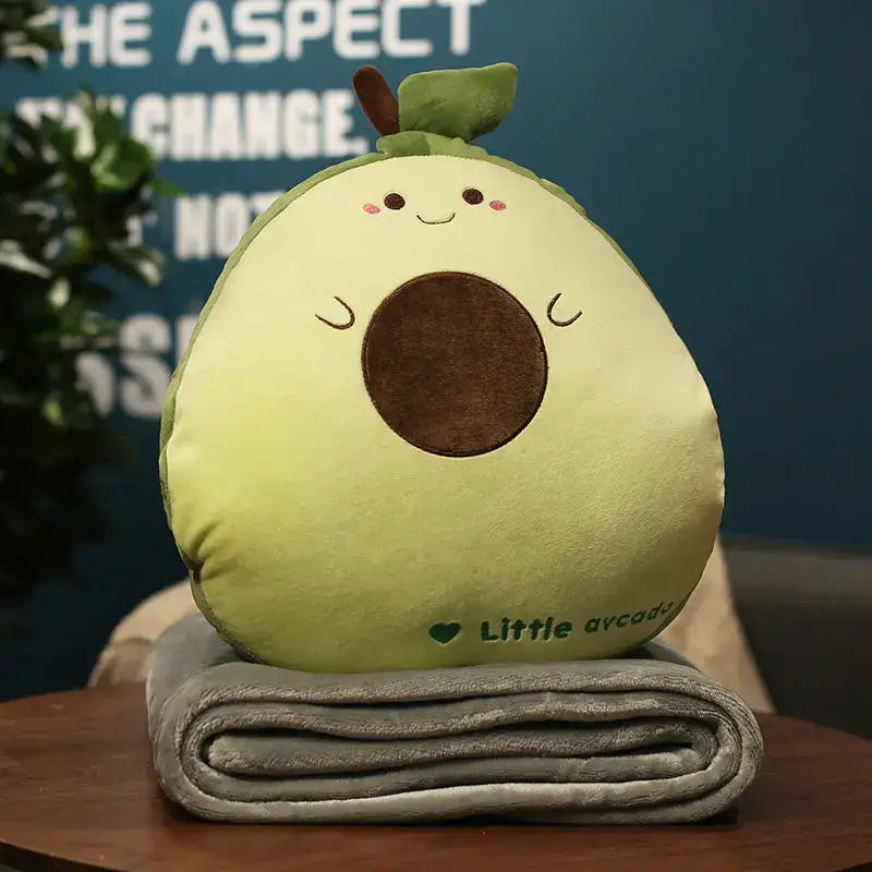 Green avocado cartoon animal throw pillow blanket bedroom decor