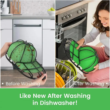 Green & black mesh cap washer dryer frame laundry room hat cleaner