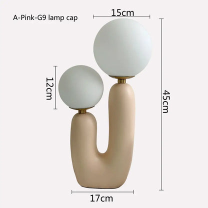 Green ceramic double frosted glass table lamp for bedroom