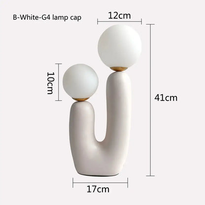 Green ceramic double frosted glass table lamp for bedroom
