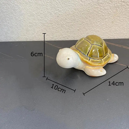 Green ceramic turtle statue desk decoration bedroom trinket dish