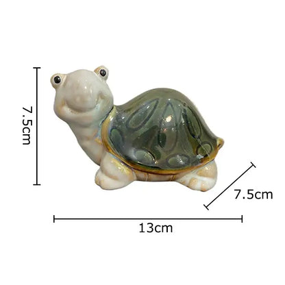 Green ceramic turtle statue desk decoration bedroom trinket dish