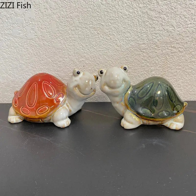 Green ceramic turtle statue desk decoration bedroom trinket dish
