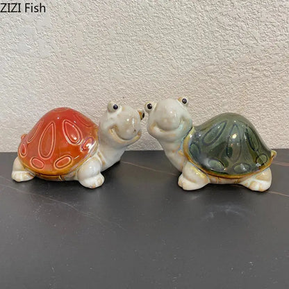 Green ceramic turtle statue desk decoration bedroom trinket dish