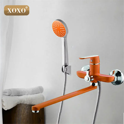 Green & chrome bath shower faucet set with handheld – bathroom