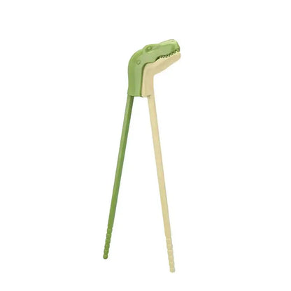 Green dino chopsticks kids training set for dining room
