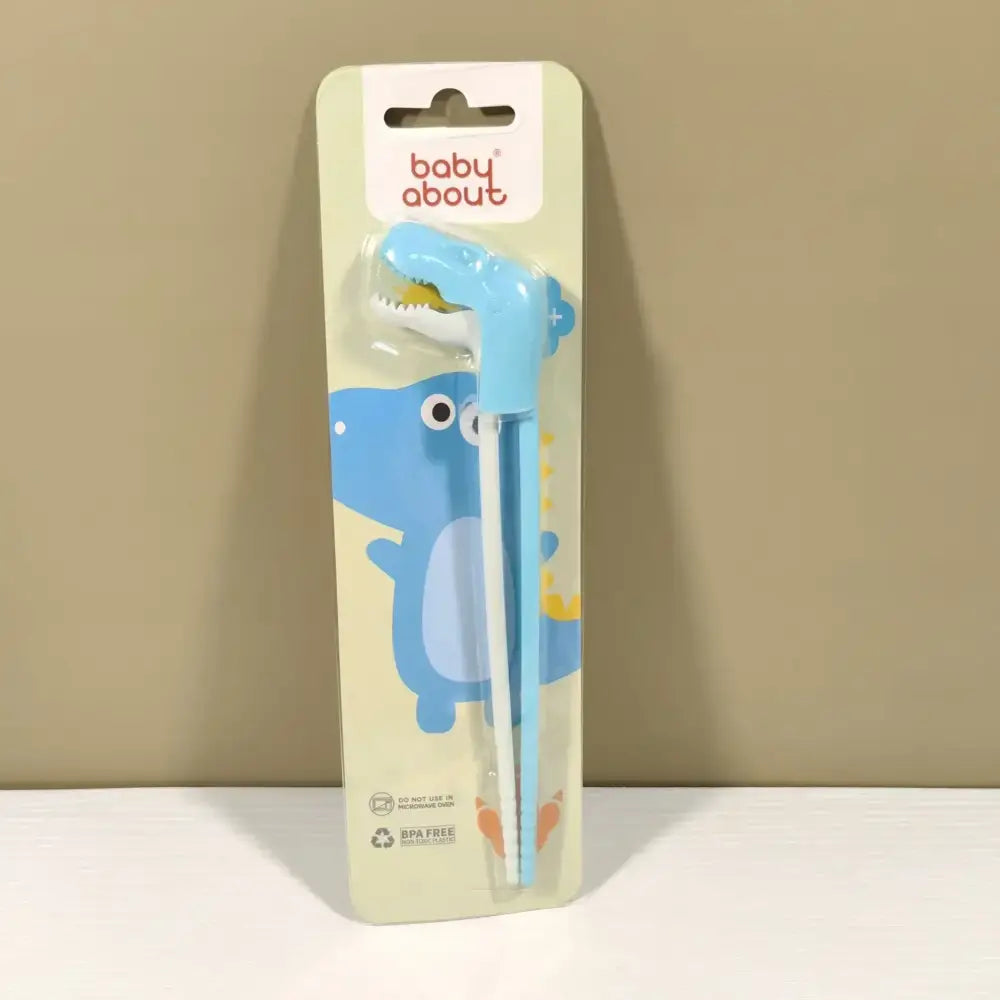 Green dino chopsticks kids training set for dining room