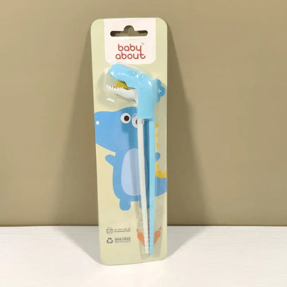Green dino chopsticks kids training set for dining room