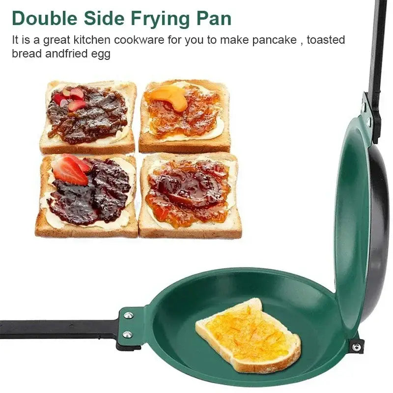 Green double sided pancake frying pan kitchen omelet maker