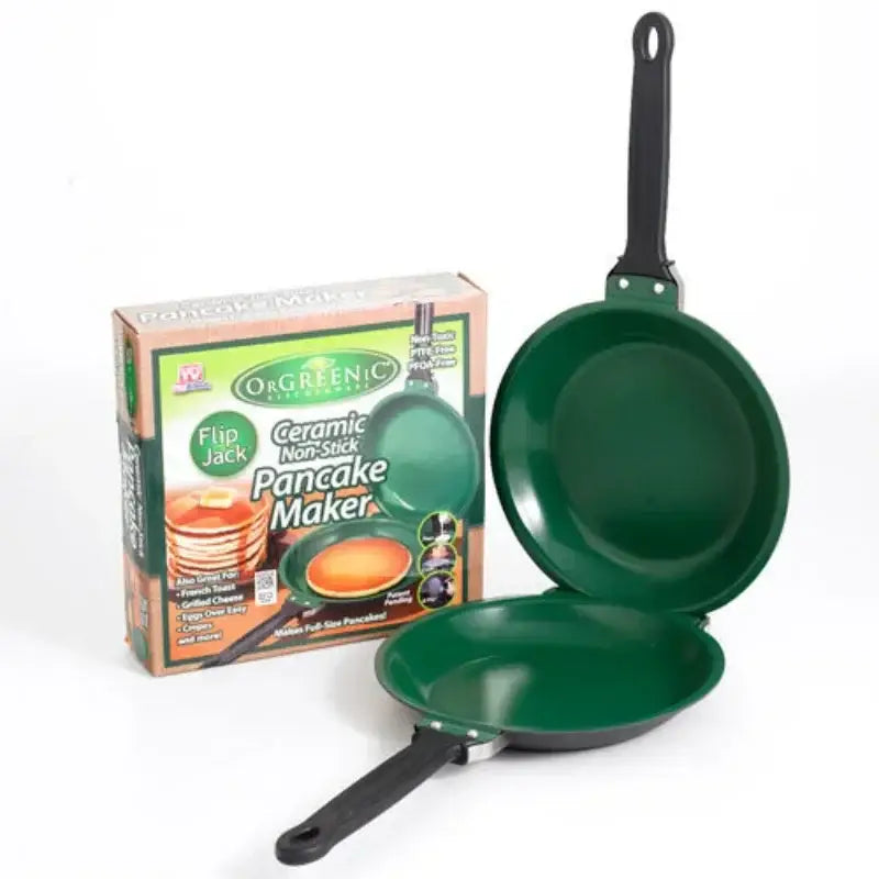 Green double sided pancake frying pan kitchen omelet maker