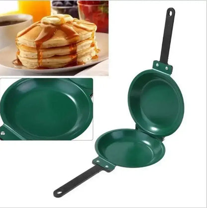 Green double sided pancake frying pan kitchen omelet maker