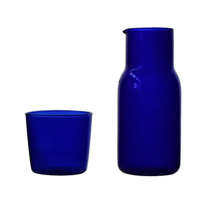 Green glass 550ml bedside water carafe and tumbler set bedroom