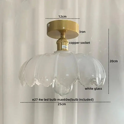 Green glass leaf copper nordic ceiling lamp for living room