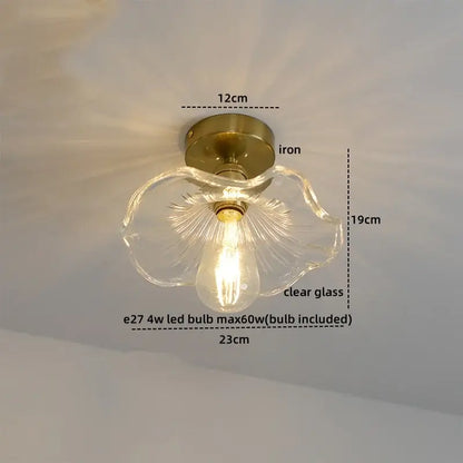 Green glass leaf copper nordic ceiling lamp for living room