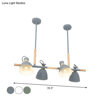 DecorBites™ Green/Grey/White Metal Dome Shade Island Chandelier - Nordic Style Pendant Lamp with 4 Heads
