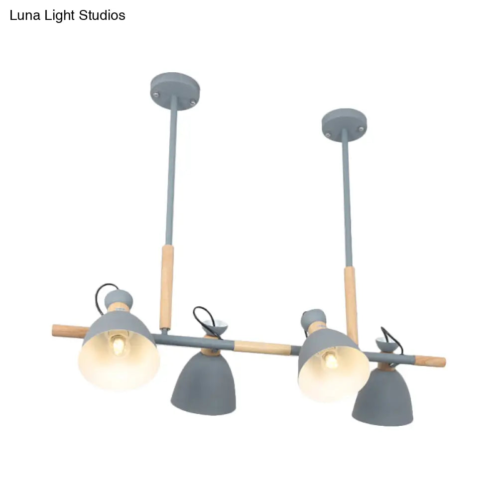 DecorBites™ Green/Grey/White Metal Dome Shade Island Chandelier - Nordic Style Pendant Lamp with 4 Heads