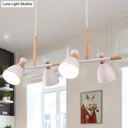DecorBites™ Green/Grey/White Metal Dome Shade Island Chandelier - Nordic Style Pendant Lamp with 4 Heads