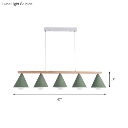 DecorBites™ Green Iron Island Pendant with Nordic Design- 3/5 Head Ceiling Light